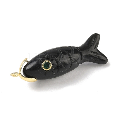 Natural Obsidian Carved Pendants G-P599-07G-01-1