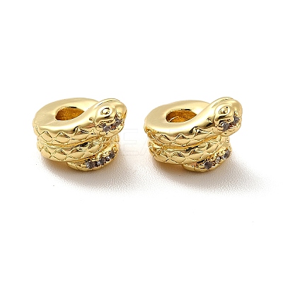 Rack Plating Brass Micro Pave Cubic Zirconia European Beads KK-C010-24-1