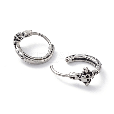 Non-Tarnish 304 Stainless Steel Skull Hoop Earrings for Men Women EJEW-F312-04AS-1