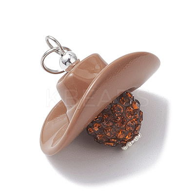 Opaque Acrylic Beads and Polymer Clay Rhinestone Beads Pendants PALLOY-JF04610-1