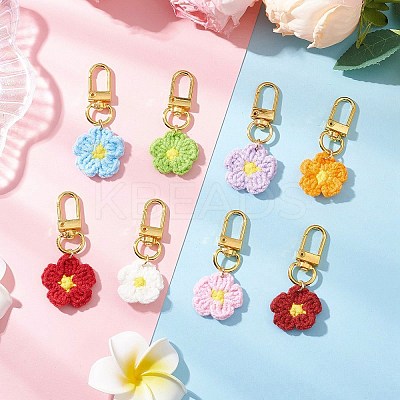 8Pcs Flower Handmade Cotton Knitting Pendant Decorations HJEW-JM03698-01-1