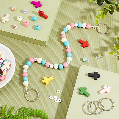 DIY Cross Keychain Bracelet Making Kit for Wallet Car Key DIY-AR0002-73-1