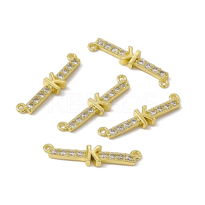 Rack Plating Brass Micro Pave Clear Cubic Zirconia Connector Charms KK-C007-37G-K-1