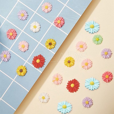 Flatback Hair & Costume Accessories Ornaments Resin Flower Daisy Cabochons CRES-SC0001-08-1