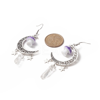 Alloy Moon with Star Chandelier Earrings EJEW-JE05224-1