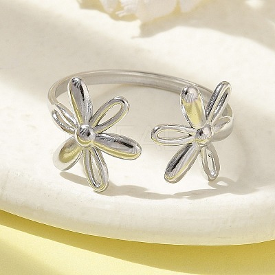 304 Stainless Steel Open Cuff Ring for Women RJEW-M025-05P-1