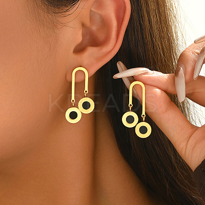201 Stainless Steel Enamel Stud Dangle Earrings for Women CG3139-1