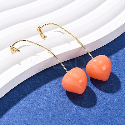 Fruit Brass Resin Stud Earrings EJEW-A140-03A-G-1
