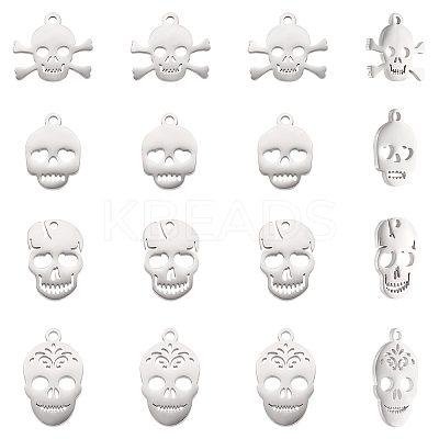 16Pcs 4 Styles 201 & 304 Stainless Steel Charms STAS-UN0060-22-1