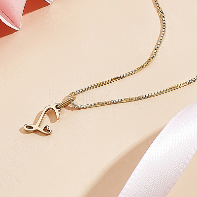 1pc Brass Chain & 304 Stainless Steel Letter Pendant Necklaces NJEW-LP0001-40S-G-1