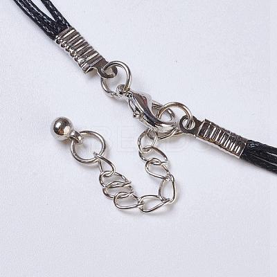 Waxed Cord Tiered Necklace NJEW-P185-A06-1