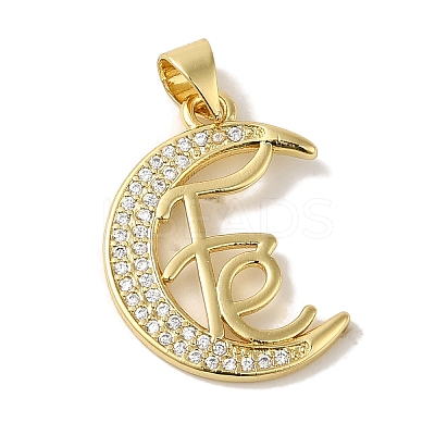 Rack Plating Brass Micro Pave Clear Cubic Zirconia Pendants KK-P267-11F-G-1