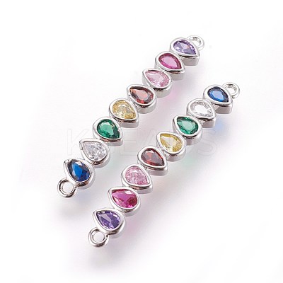 Brass Micro Pave Cubic Zirconia Links ZIRC-L076-006P-NR-1