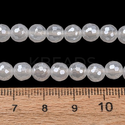 Electroplated Natural Agate Beads Strands G-B191-A07-6mm-20-1