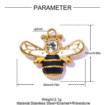 304 Stainless Steel Enamel Pendants STAS-OY019-58G-1