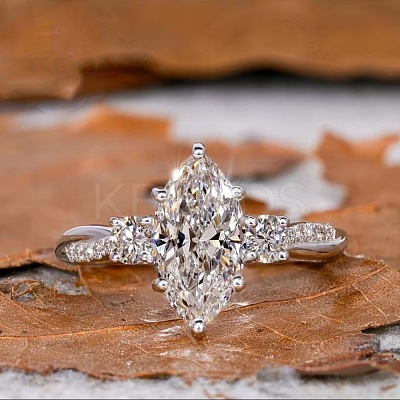 Brass Micro Pave Clear Cubic Zirconia Finger Rings FS-WG5249E-01-1