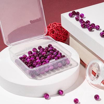 100Pcs 8mm Dyed & Heated Natural Rose Tiger Eye Round Beads DIY-LS0002-66-1
