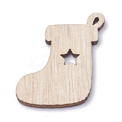Undyed Wooden Pendants WOOD-S040-17-1