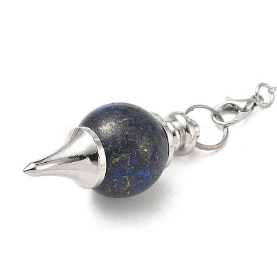 Natural Lapis Lazuli Sphere Dowsing Pendulums BJEW-E292-A03-1