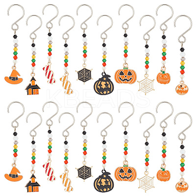 Halloween Theme Alloy Enamel Pendant Decorations HJEW-AB00251-1