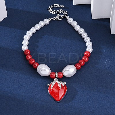 Strawberry Brass Micro Pave Clear Cubic Zirconia Charm Bracelets BJEW-G740-04P-1