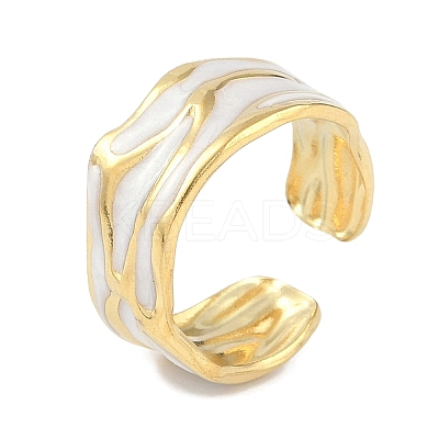 Ion Plating(IP) 304 Stainless Steel Enamel Cuff Finger Rings RJEW-L107-036G-01-1