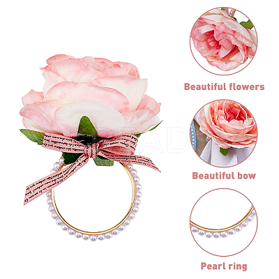 Artificial Rose Flower Cloth Napkin Rings AJEW-WH0314-75-1