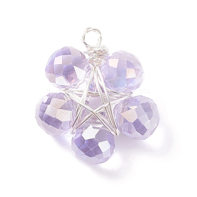 Wire Wrapped Glass Pendants PALLOY-JF01319-01-1