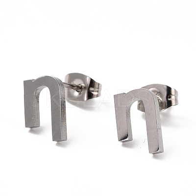 Tarnish Resistant 304 Stainless Steel Greek Alphabet Stud Earrings STAS-D007-07P-03-1