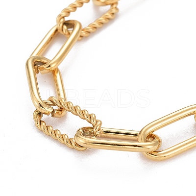 Ion Plating(IP) 304 Stainless Steel Paperclip Chain Bracelets LS-BJEW-F412-02G-1