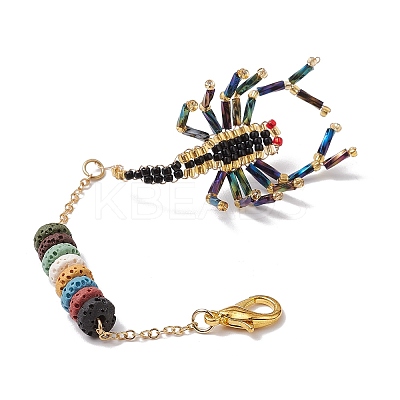 Scorpion Glass Seed Beads Pendant Decoration HJEW-MZ00121-01-1
