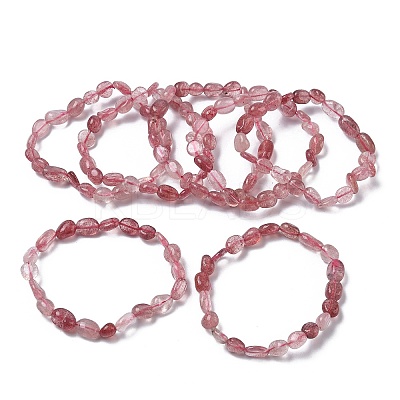 Natural Strawberry Quartz Beads Stretch Bracelets for Women BJEW-Z158-02D-01-1