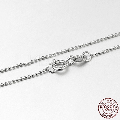 Anti-Tarnish Trendy Rhodium Plated 925 Sterling Silver Ball Chain Necklaces STER-M050-1.0A-09-1