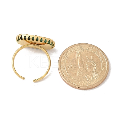 Oval Natural Turquoise Finger Rings RJEW-R009-01G-01-1