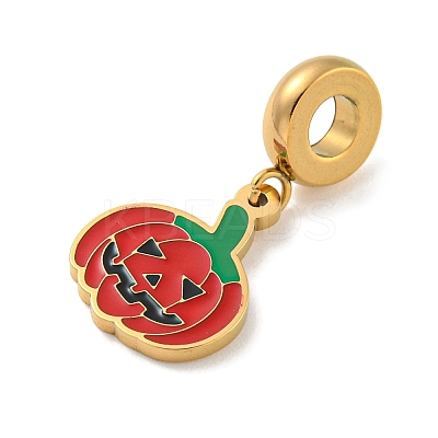 Ion Plating(IP) 304 Stainless Steel Red Enamel European Dangle Charms STAS-U005-38G-1