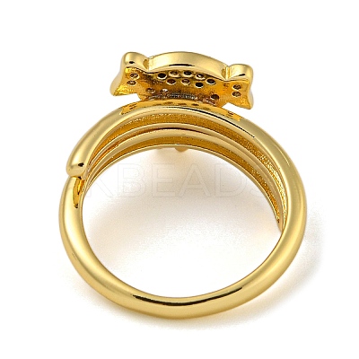Girl Brass Micro Pave Clear Cubic Zirconia Double Rings RJEW-Z050-22G-1