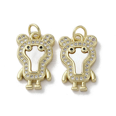 Brass Micro Pave Cubic Zirconia Pendants KK-G485-31B-G-1