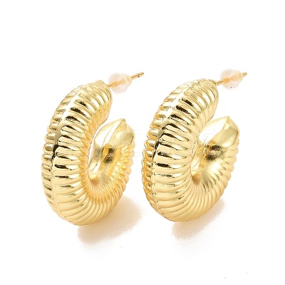 Brass Chunky C-shape Stud Earrings EJEW-A072-22LG-1