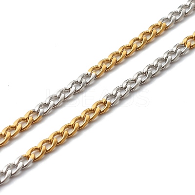 Two Tone 304 Stainless Steel Curb Chain Necklaces NJEW-JN03541-1