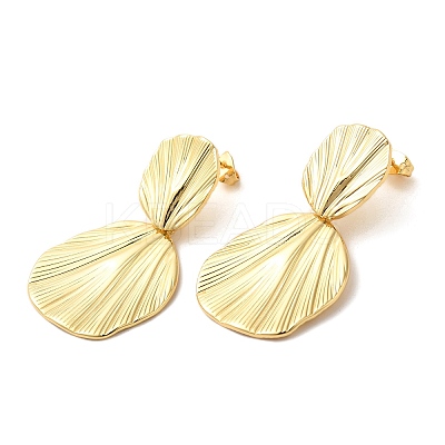 Brass Leaf Dangle Stud Earrings EJEW-G382-01G-1