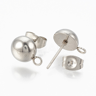 Non-Tarnish 201 Stainless Steel Stud Earring Findings X-STAS-Q225-16A-8mm-1