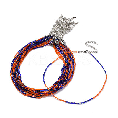 Faceted Rondelle Glass Beaded Necklace for Women NJEW-M208-02C-1