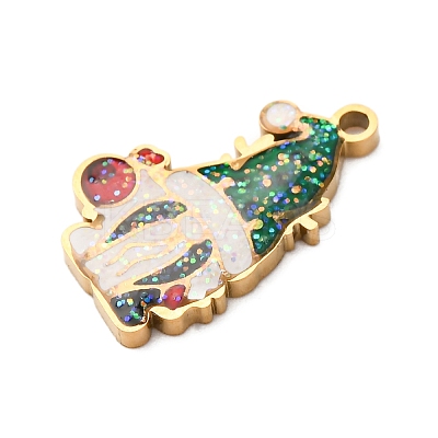 Christmas 304 Stainless Steel Enamel Pendants STAS-B112-02G-09-1