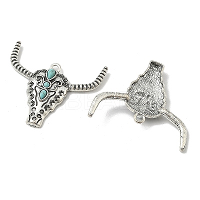Bohemian Synthetic Turquoise Cattle Pendants FIND-Z112-01AS-01-1