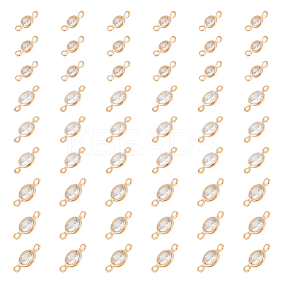 60Pcs 3 Styles Brass Pave Clear Cubic Zirconia Connector Charms FIND-UN0004-42-1