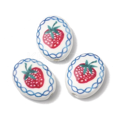 Hand Painted Oval Porcelain Beads PR-CBA03B0-01D-1