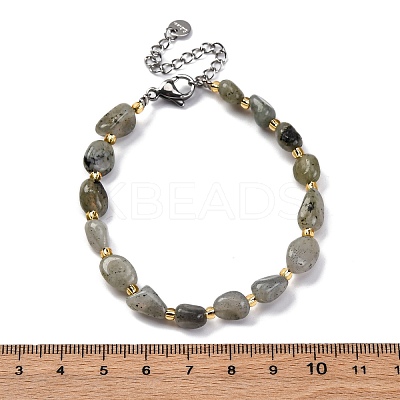 Natural Labradorite Beaded Bracelets for Women G-P563-07P-05-1