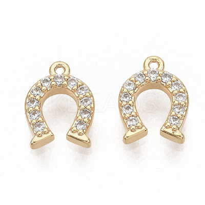 Brass Micro Pave Clear Cubic Zirconia Charms X-ZIRC-T011-09G-NF-1