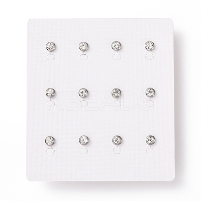 Rhinestone Column Stud Earrings EJEW-H357-04P-A-1