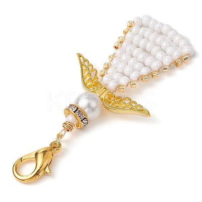 Angel Glass Seed Beads Pendants Decrotions HJEW-MZ00113-02-1